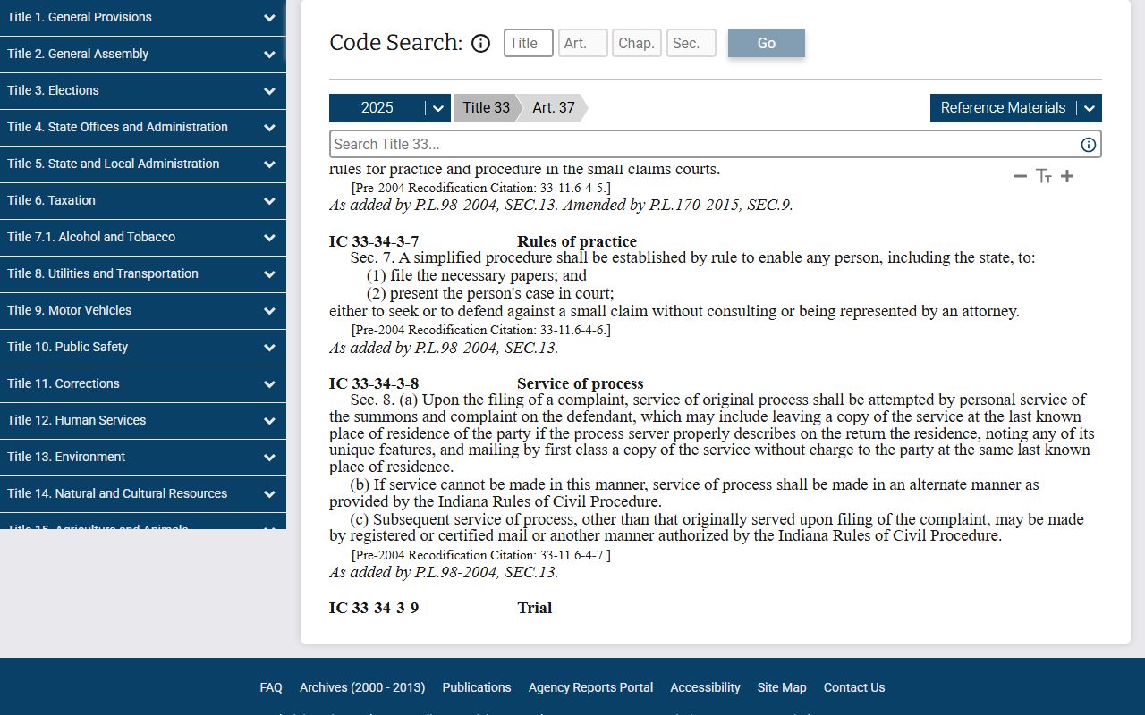 Indiana court costs and fees law for the Marion County Clerk