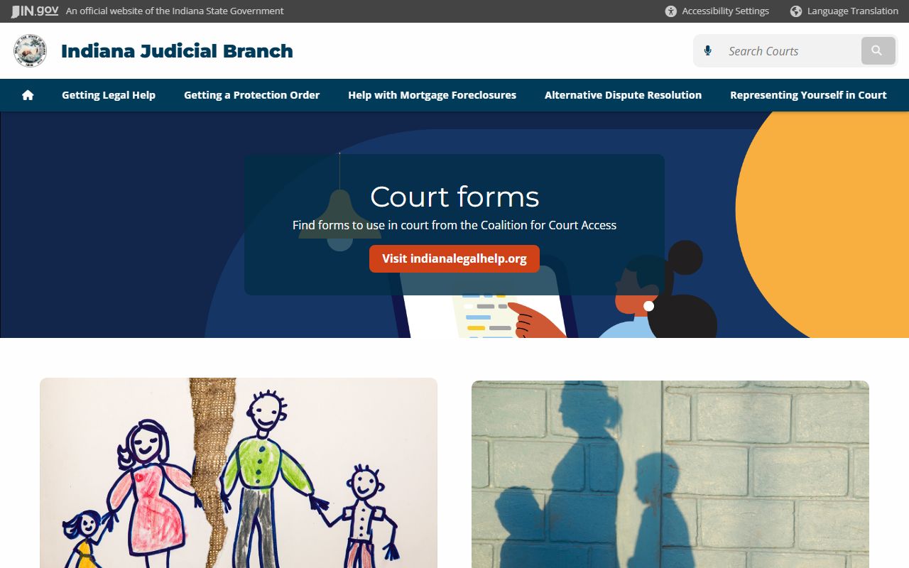 Indiana Courts self-service legal center for Marion County marriage and divorce records