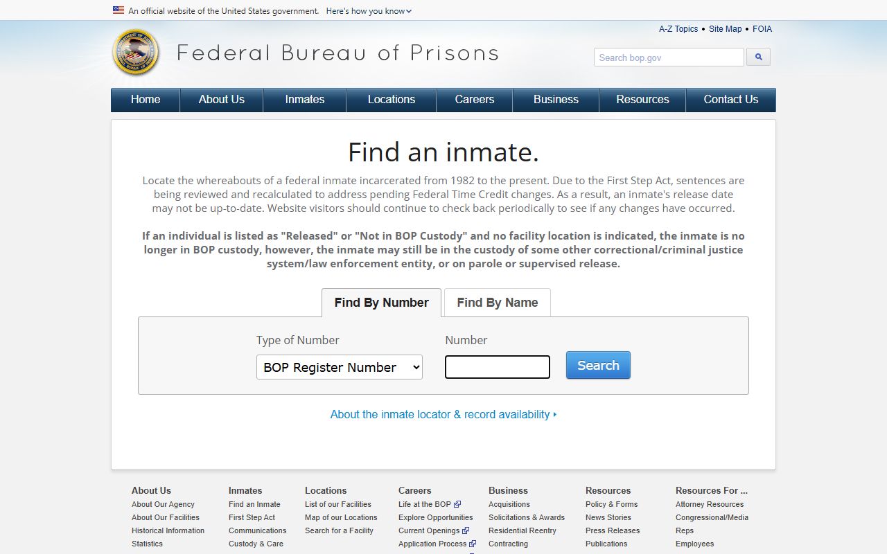 Federal Bureau of Prisons inmate locator for Marion County federal cases