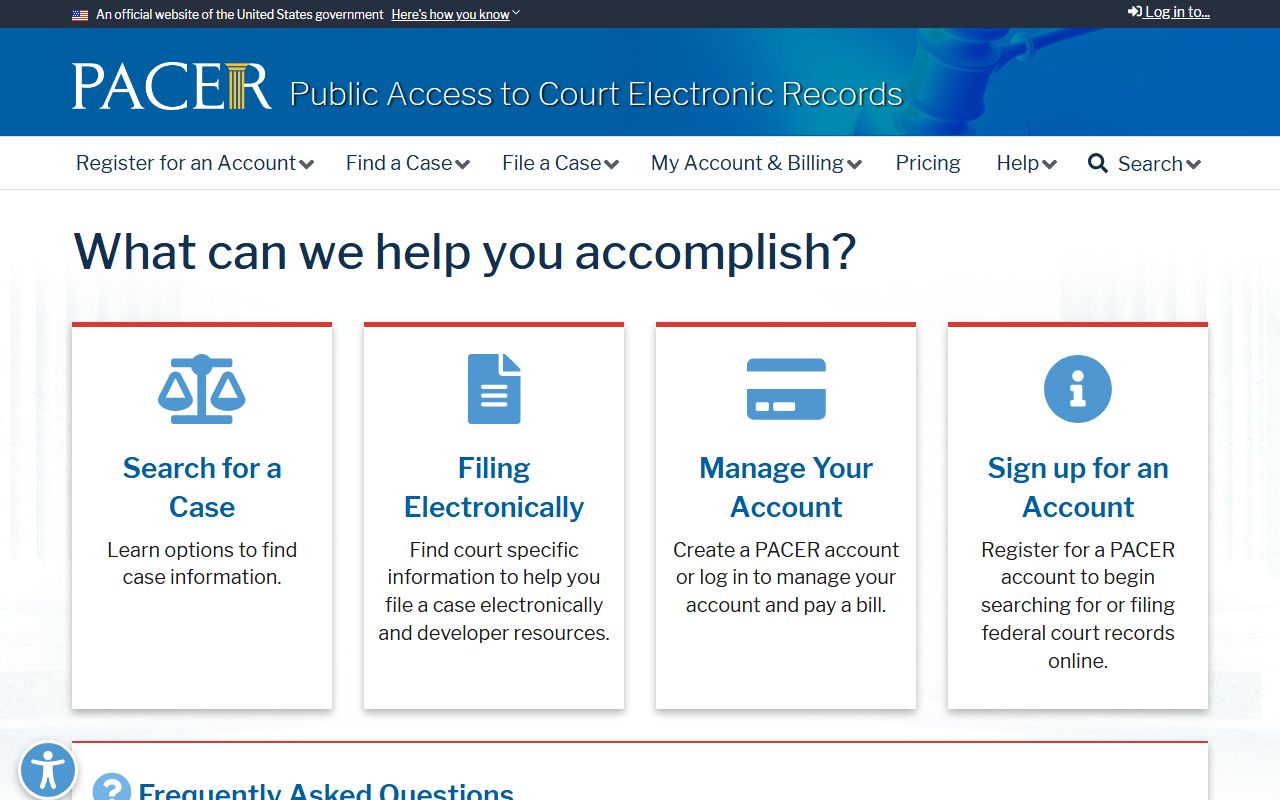 PACER federal case access for Marion County federal court records