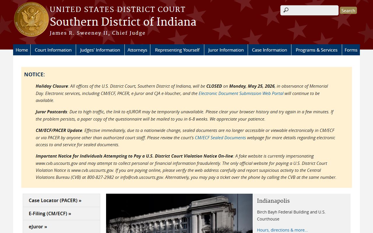 U.S. District Court Southern District of Indiana federal records for Marion County