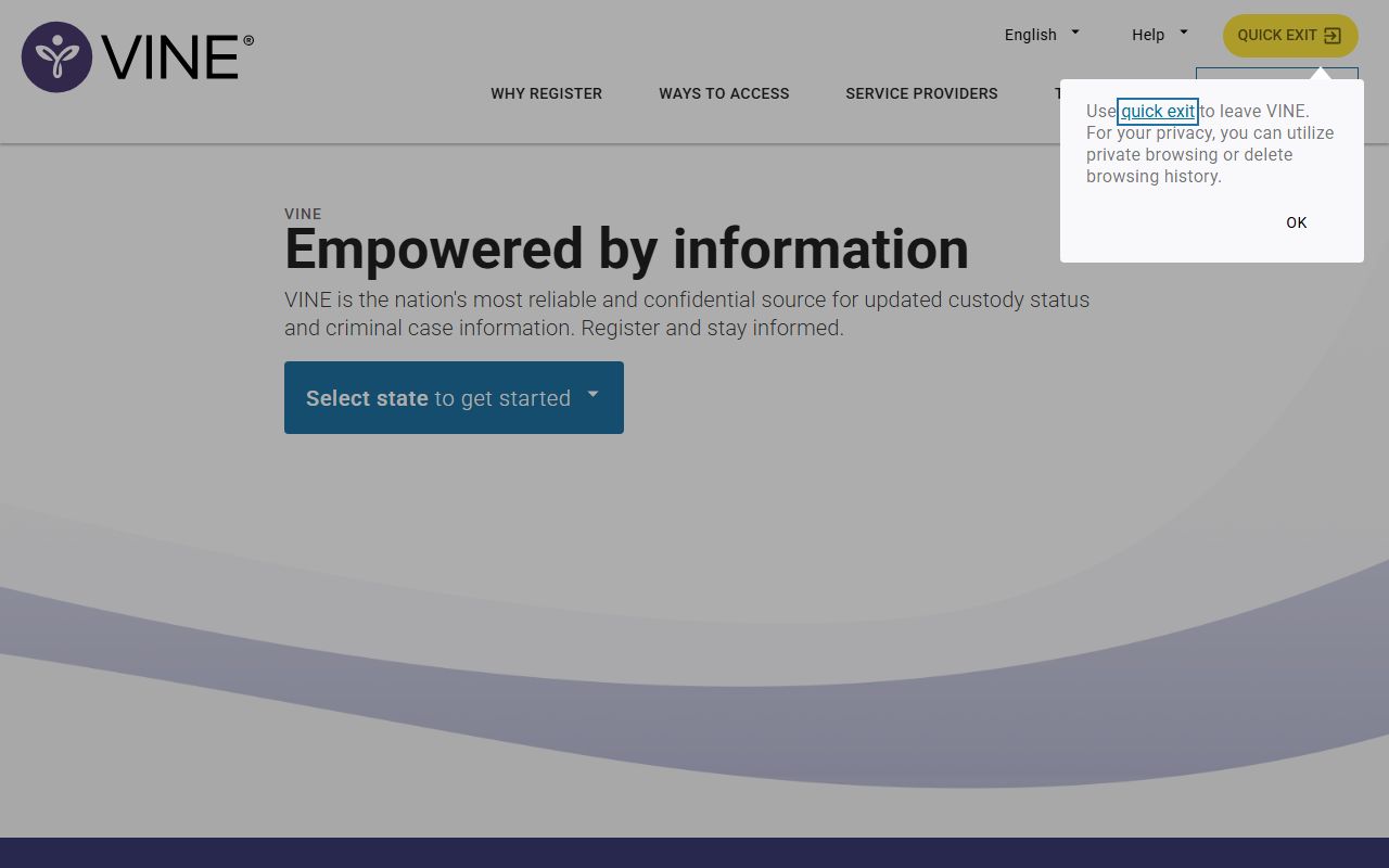 VINELink custody notification search for Marion County released inmates