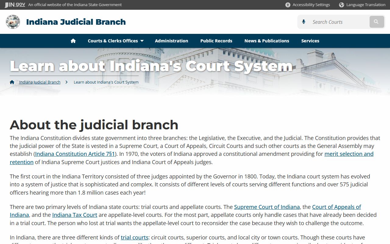 Indiana court hierarchy that frames the Marion County Circuit and Superior Courts
